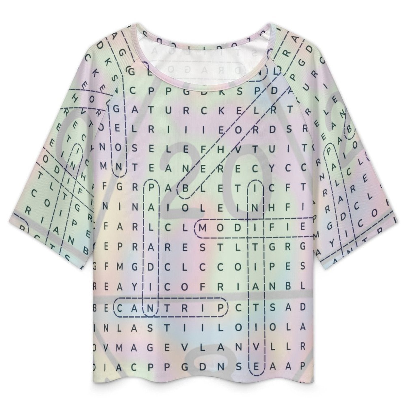 Don't Cross-Word Me! Loose Off-Shoulder T-Shirt