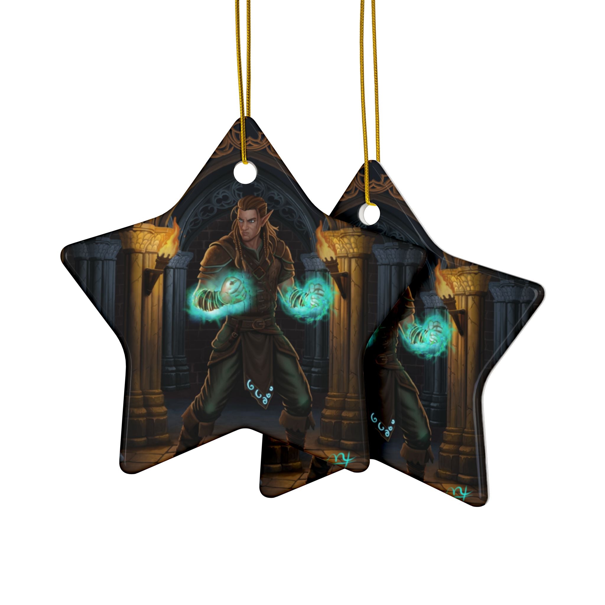 Mage Fighter Ceramic Ornaments