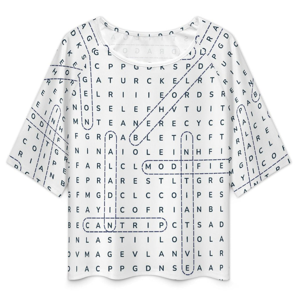 Don't Cross-Word Me! Loose Off-Shoulder T-Shirt