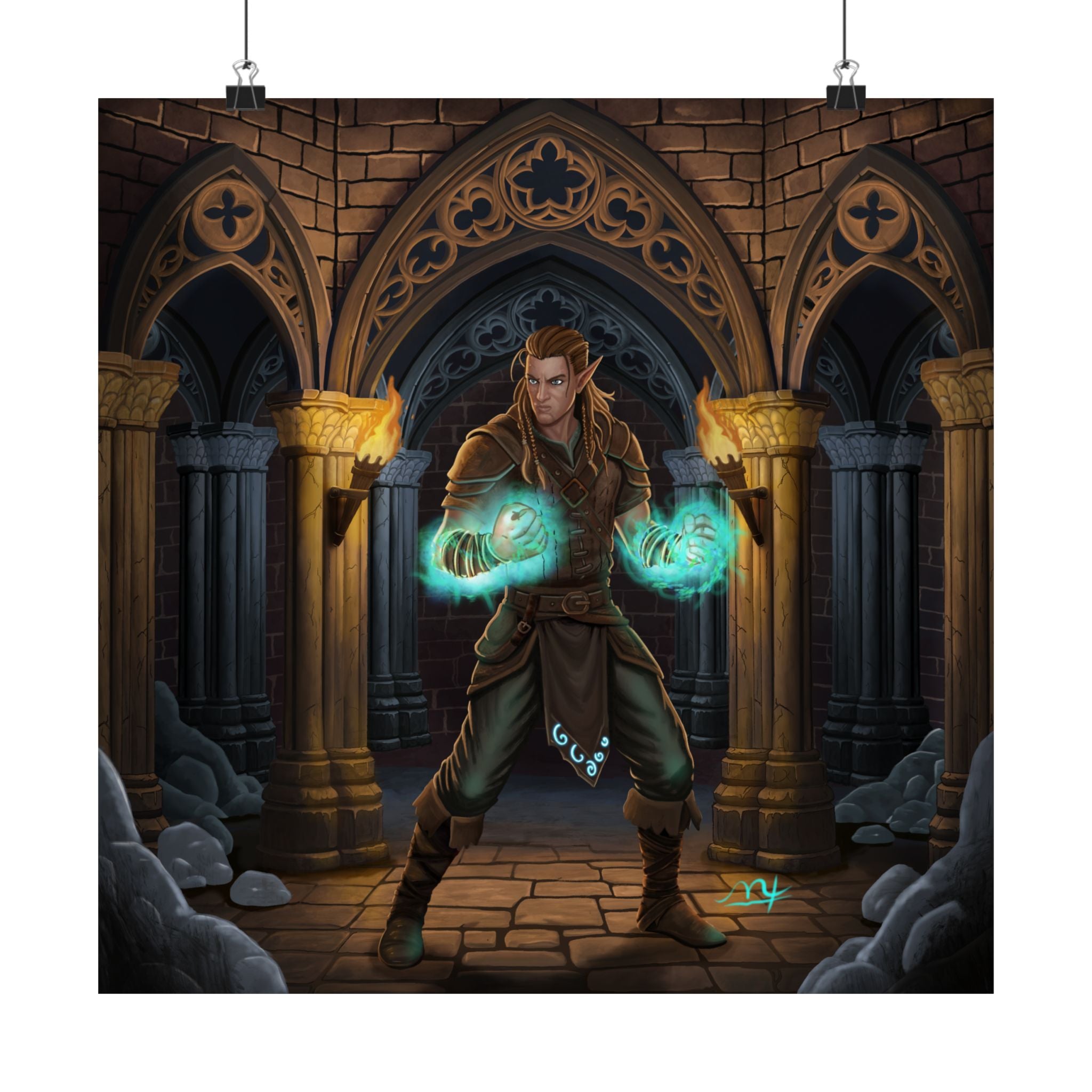 Mage Fighter Fantasy Art Vertical Poster