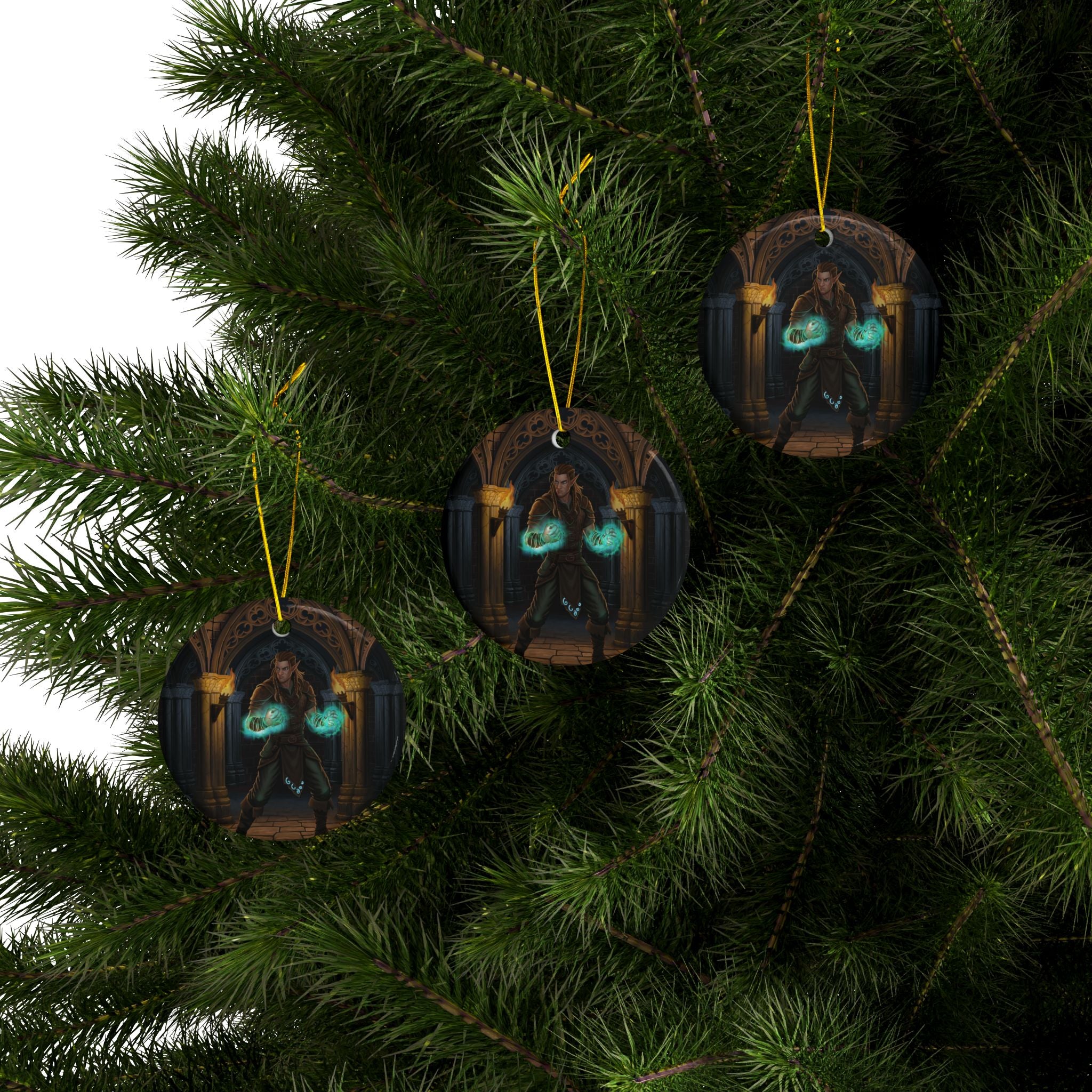 Mage Fighter Ceramic Ornaments