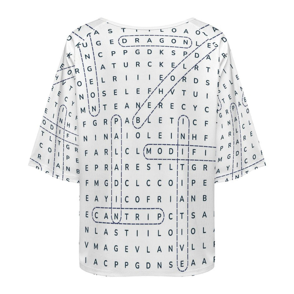 Don't Cross-Word Me! Loose Off-Shoulder T-Shirt