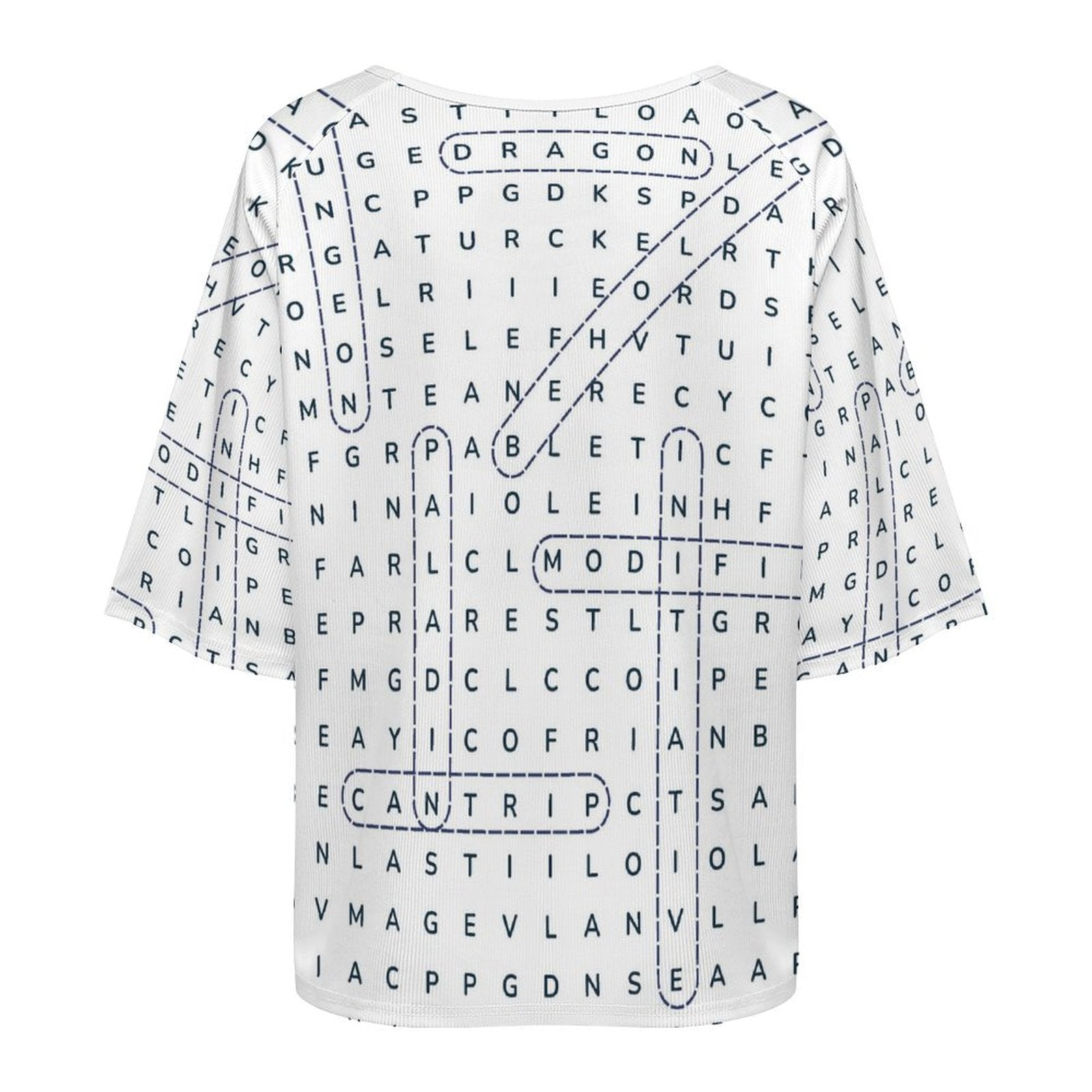Don't Cross-Word Me! Loose Off-Shoulder T-Shirt