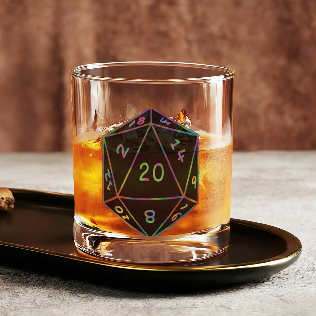 Tavern Pour Rainbow D20 Rocks Glass