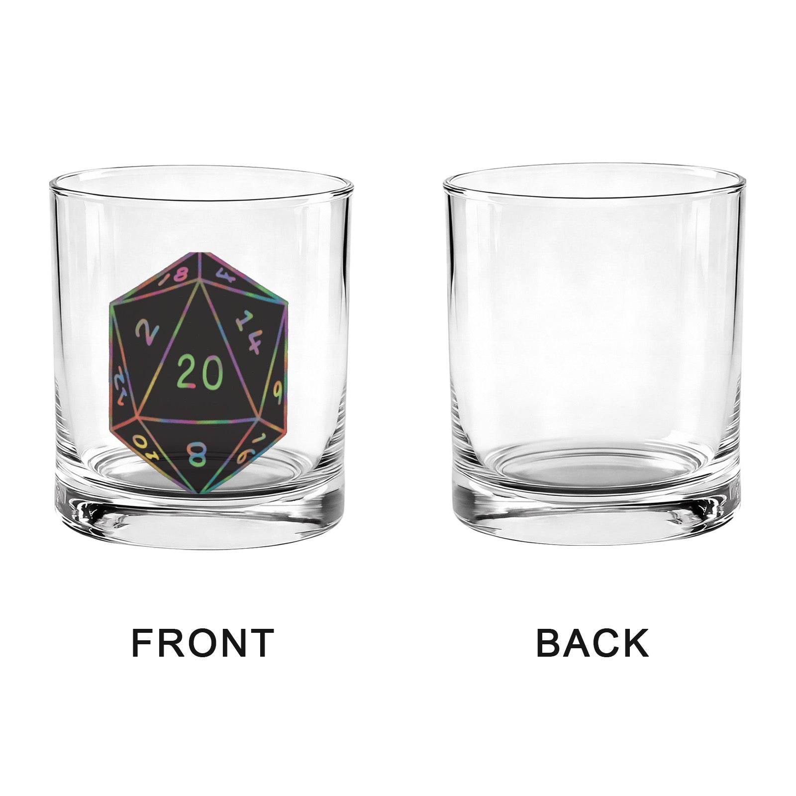 Tavern Pour Rainbow D20 Rocks Glass