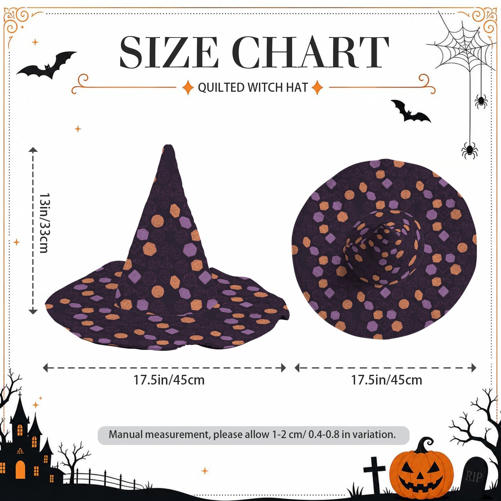 Witches Dice Hat Quilted Witch Hat