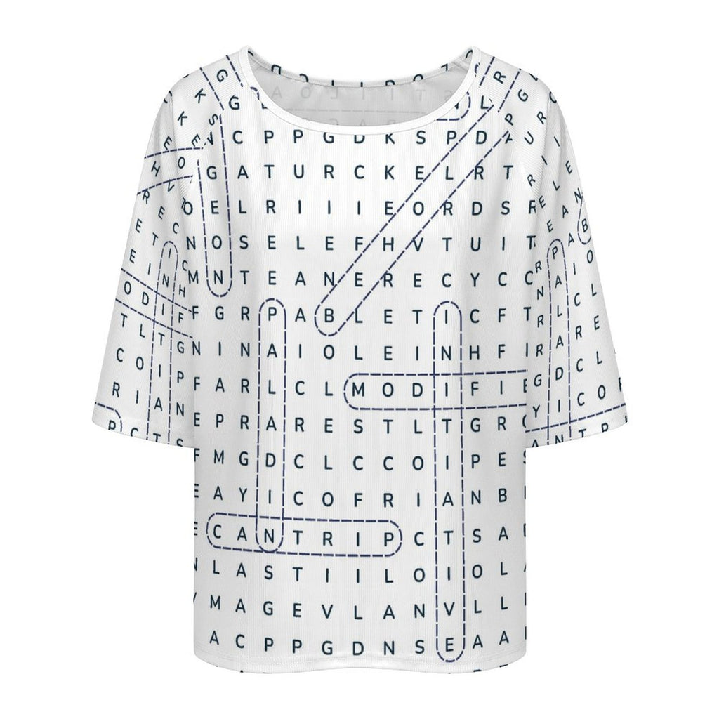 Don't Cross-Word Me! Loose Off-Shoulder T-Shirt