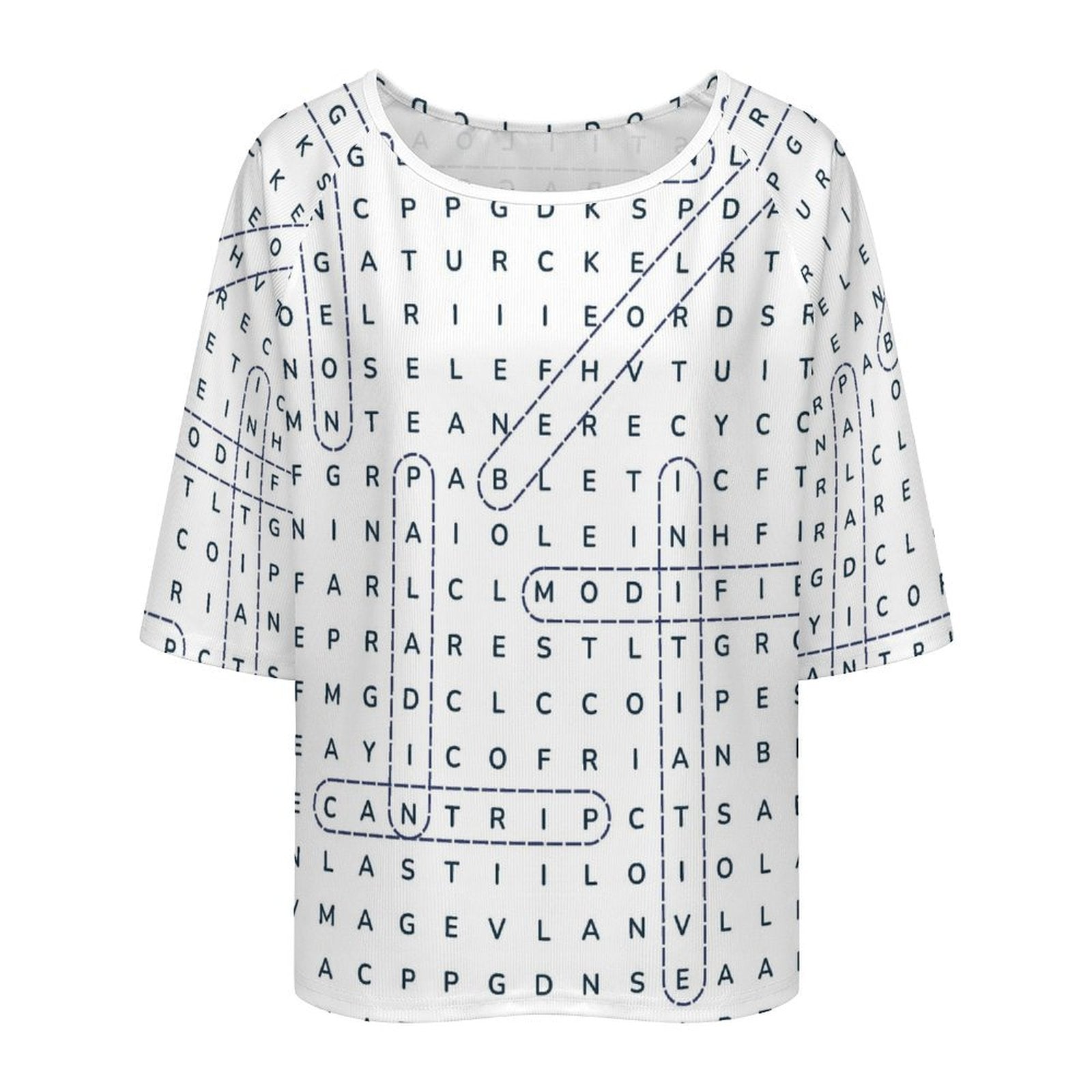 Don't Cross-Word Me! Loose Off-Shoulder T-Shirt