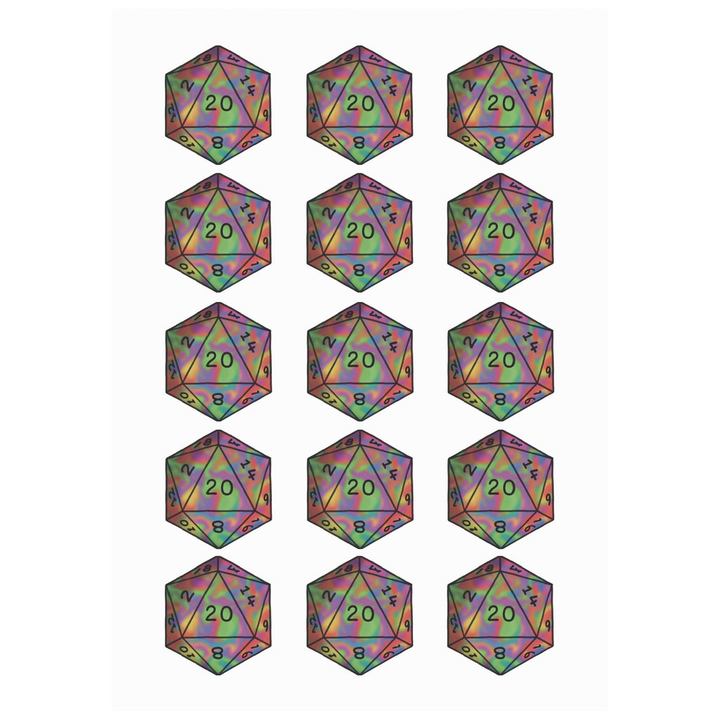 D20 Color Temporary Tattoos (15 Pieces)