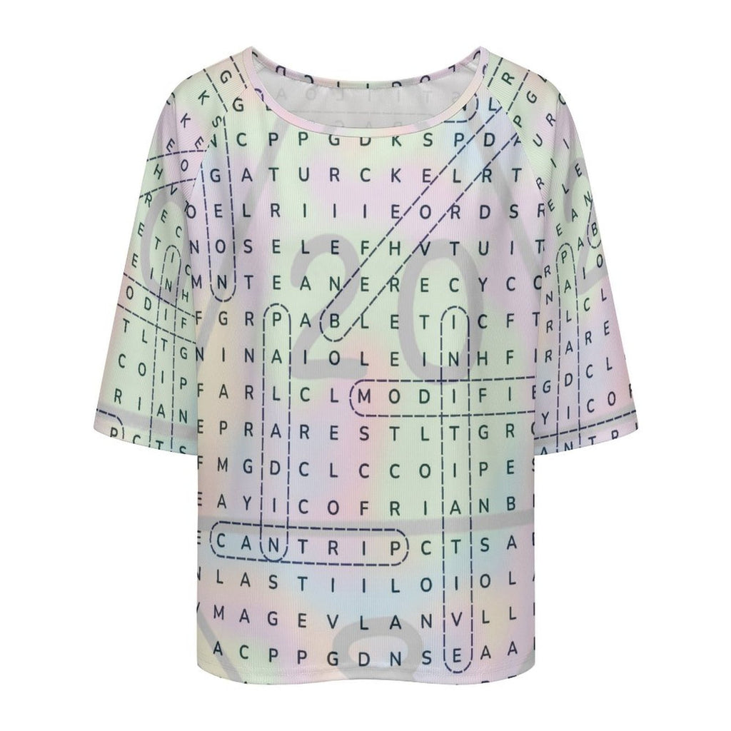 Don't Cross-Word Me! Loose Off-Shoulder T-Shirt