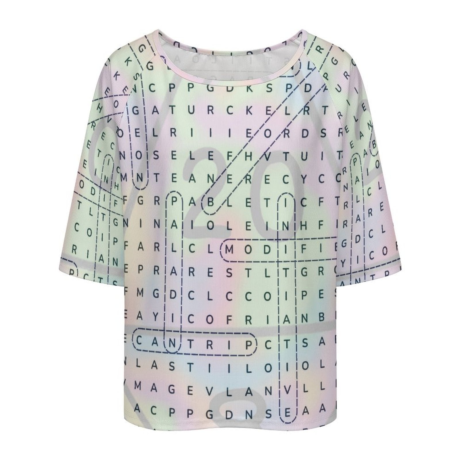 Don't Cross-Word Me! Loose Off-Shoulder T-Shirt