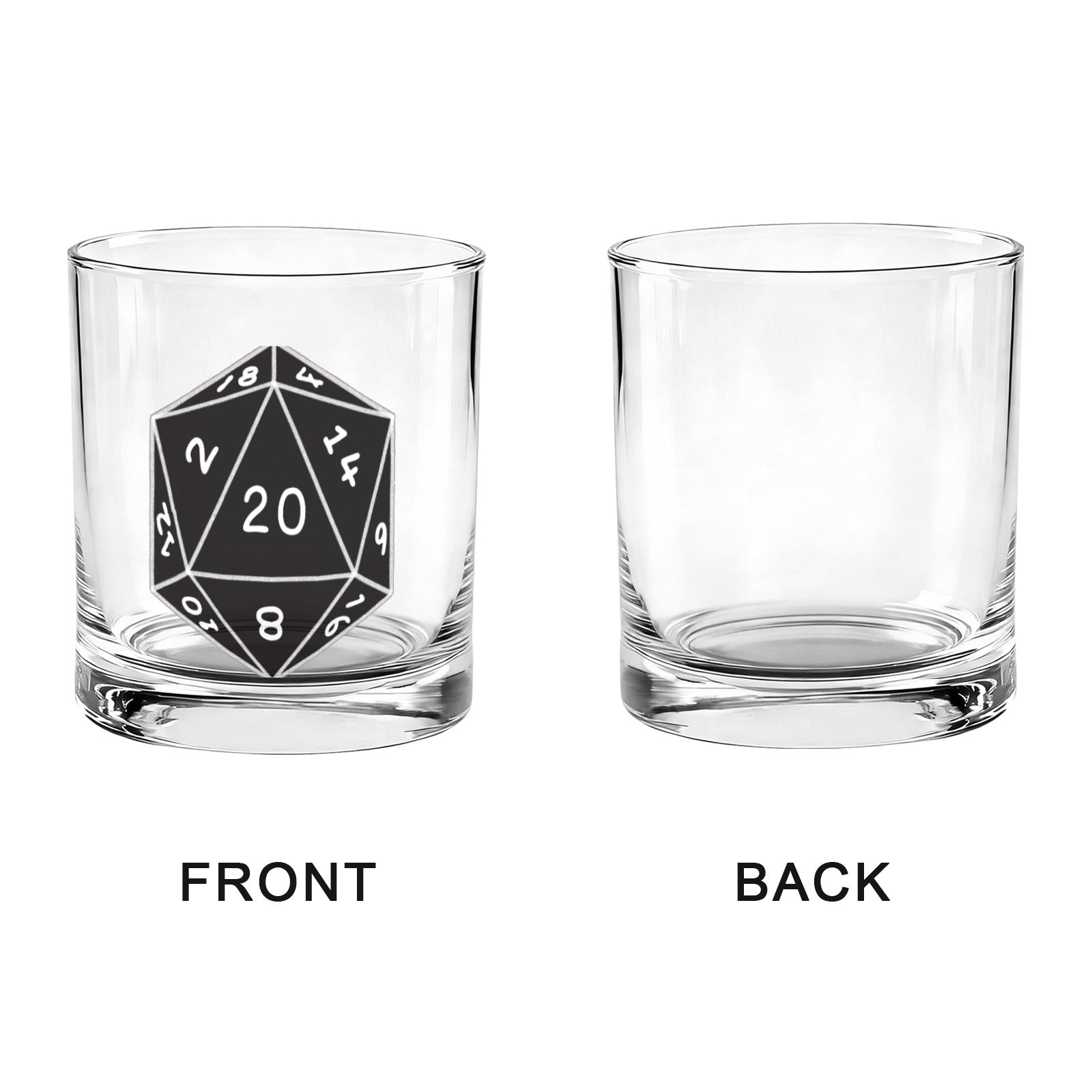 Critical Hit D20 Whiskey & Rocks Glass