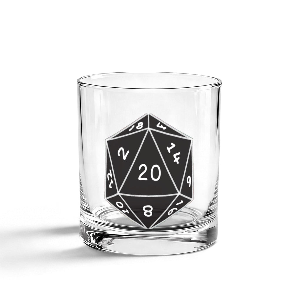 Critical Hit D20 Whiskey & Rocks Glass