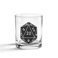 Critical Hit D20 Whiskey & Rocks Glass