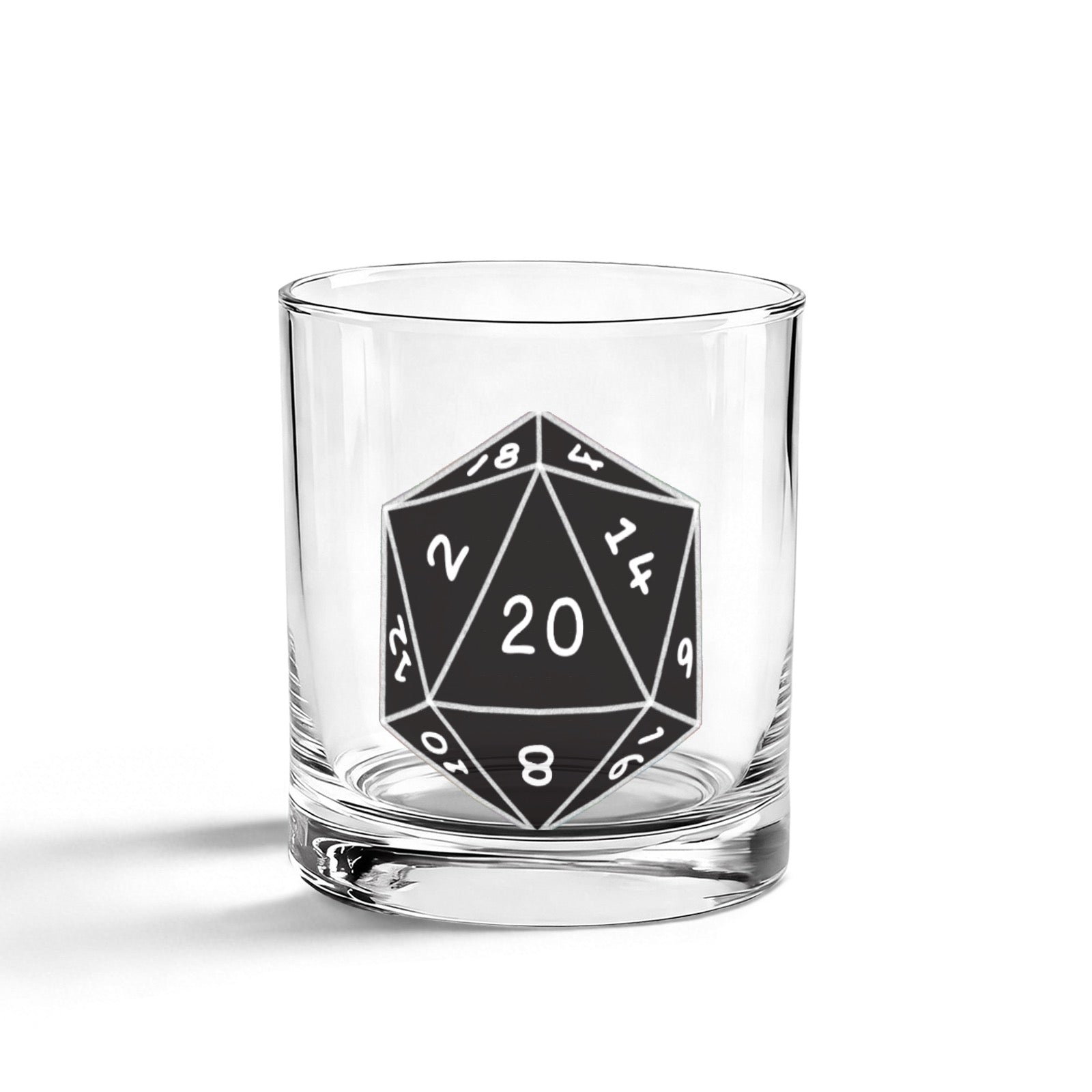 Critical Hit D20 Whiskey & Rocks Glass