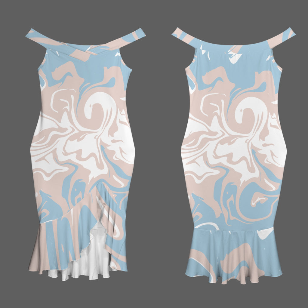 Off-Shoulder Dress with Ruffle Hem