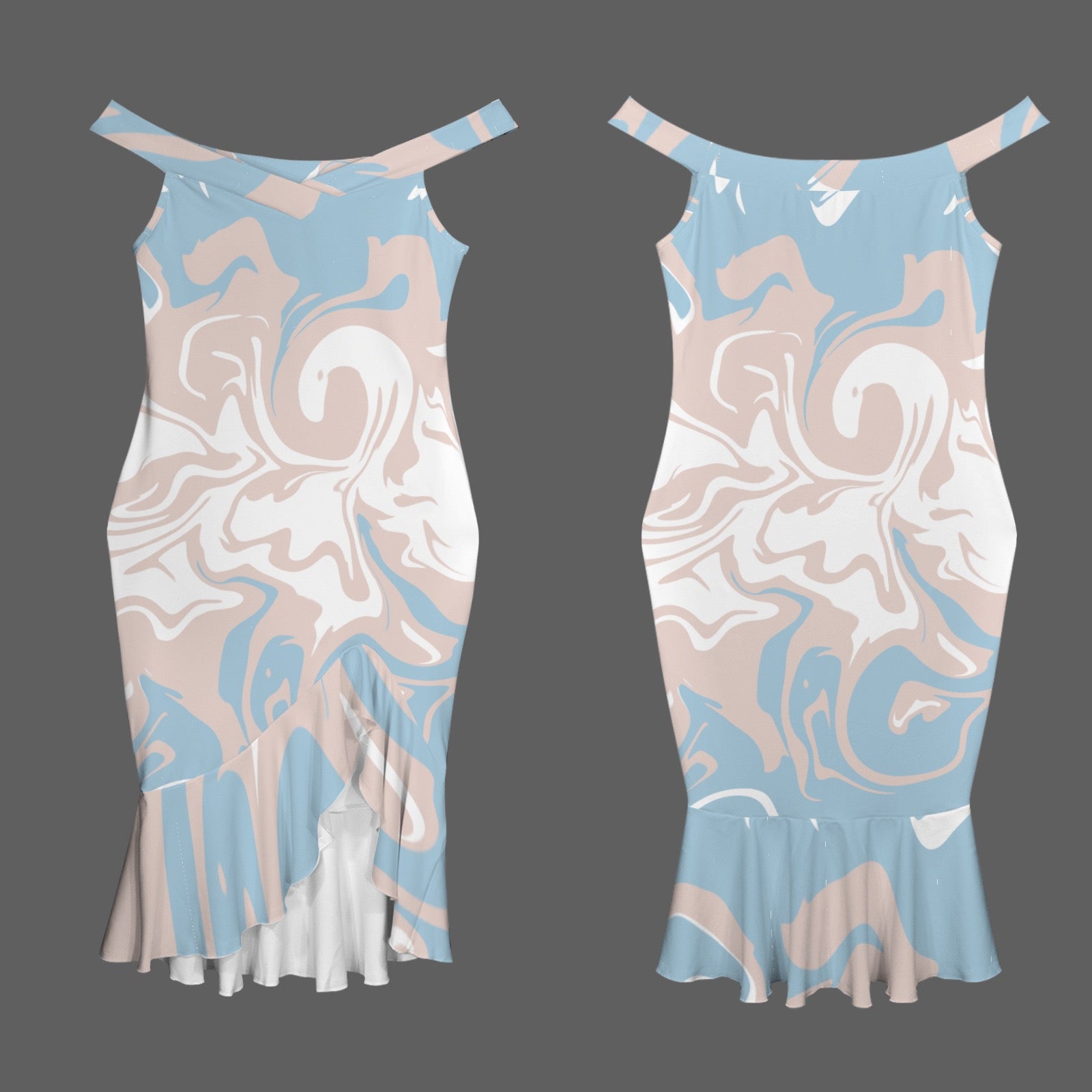 Off-Shoulder Dress with Ruffle Hem