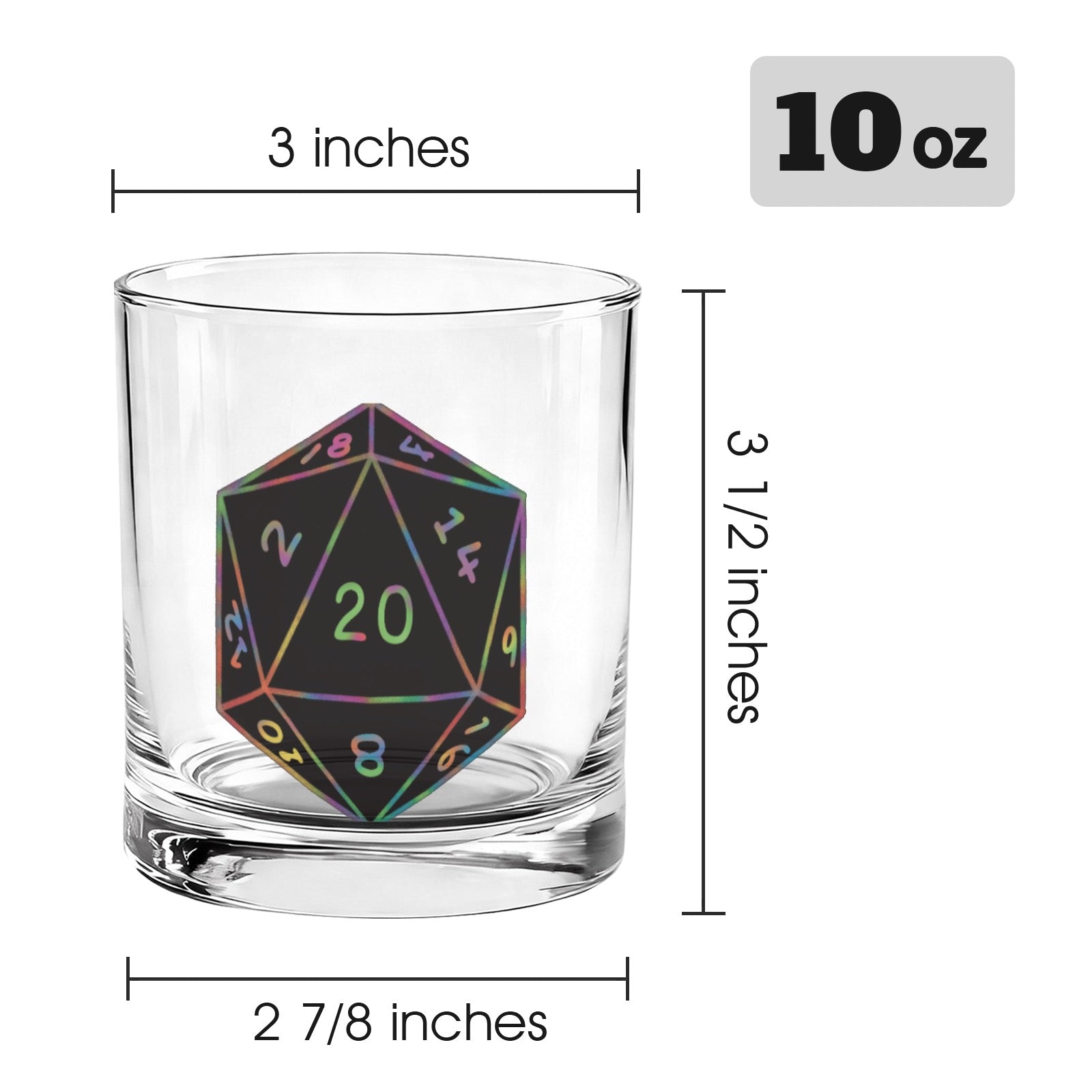 Tavern Pour Rainbow D20 Rocks Glass