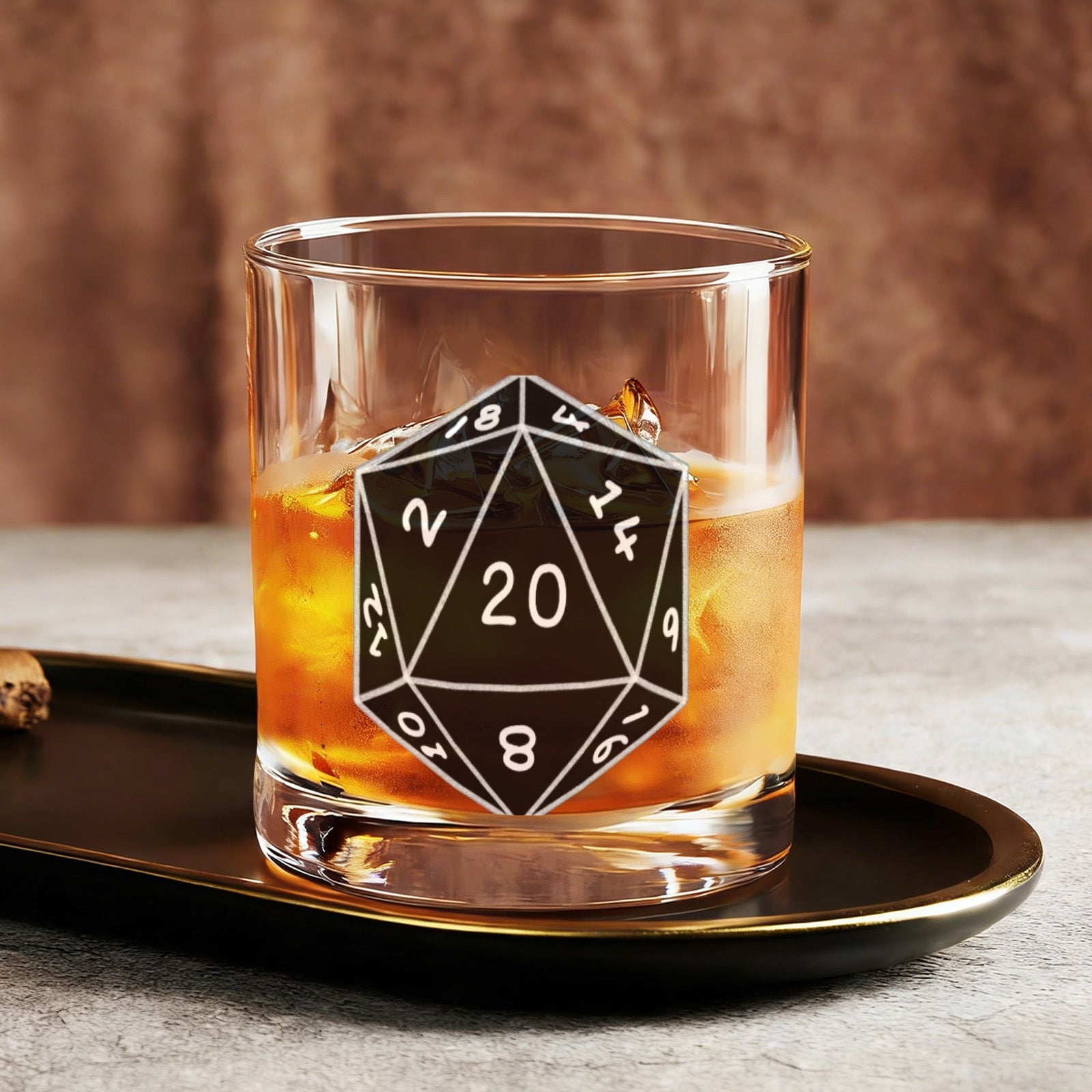 Critical Hit D20 Whiskey & Rocks Glass