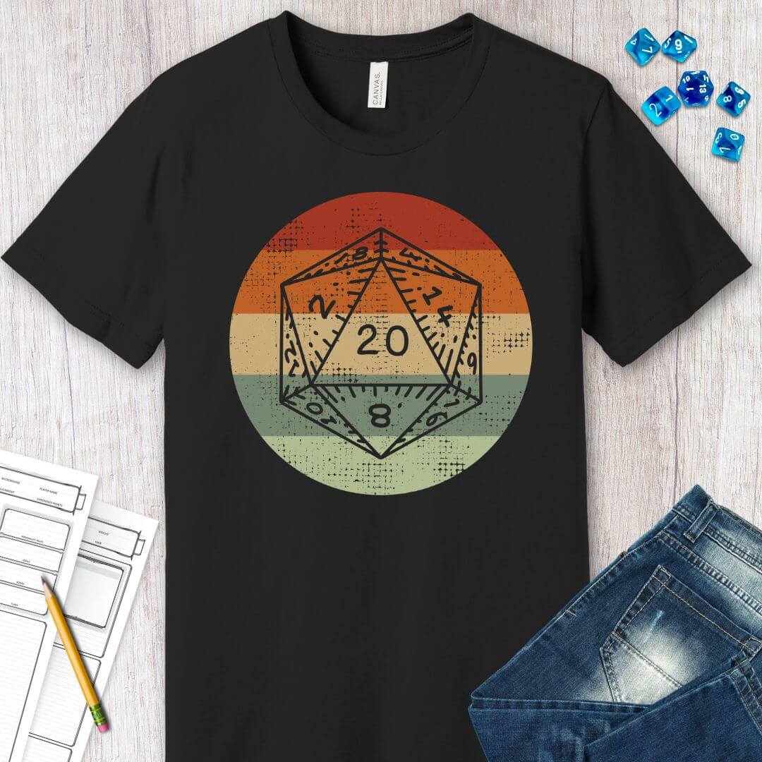 D&D D20 Shirt | Retro Sunset