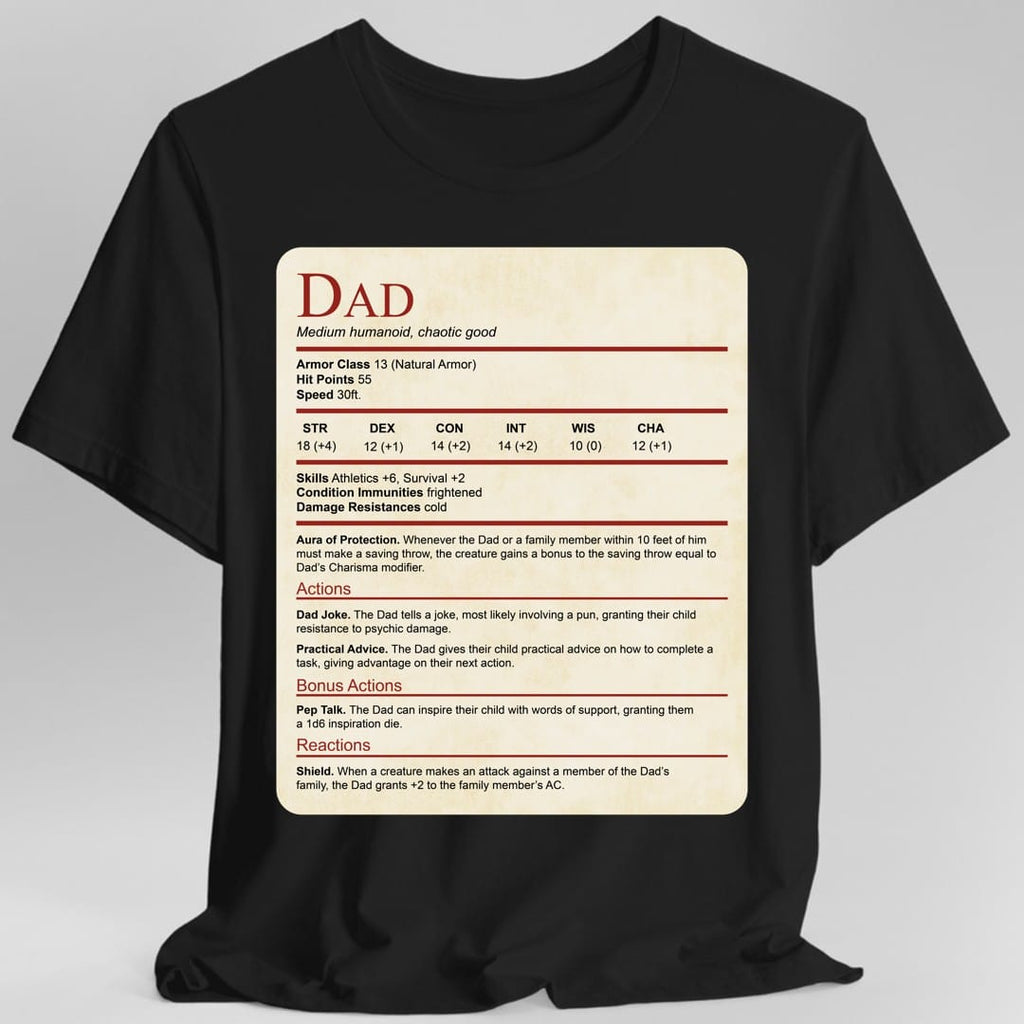 D&D Dad Shirt With Stat Block