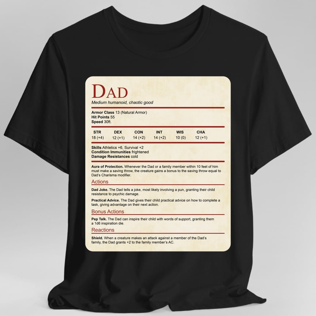 D&D Dad Shirt With Stat Block