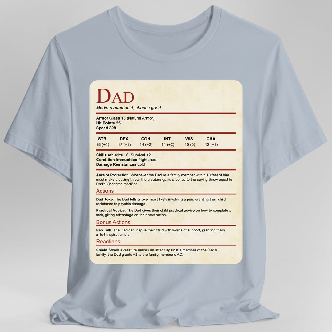 D&D Dad Shirt With Stat Block