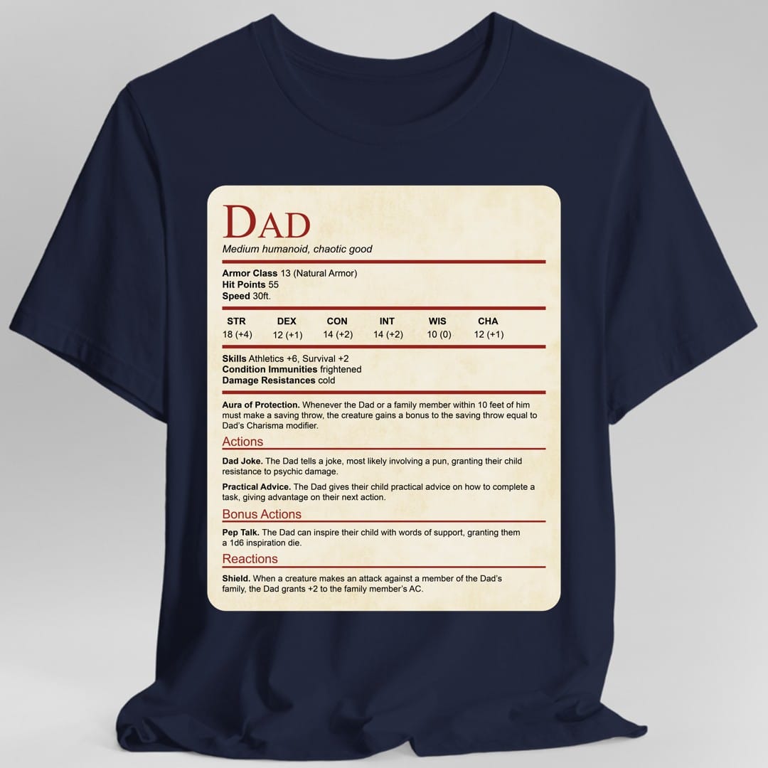 D&D Dad Shirt With Stat Block