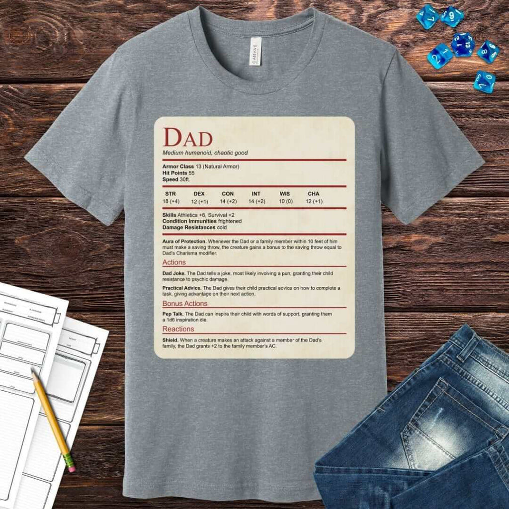 D&D Dad Shirt With Stat Block