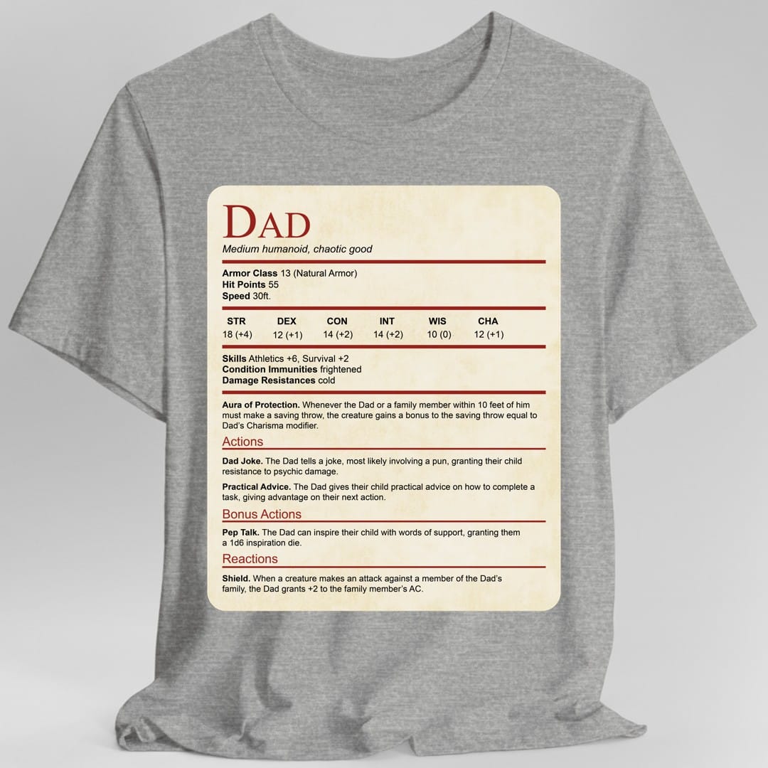 D&D Dad Shirt With Stat Block