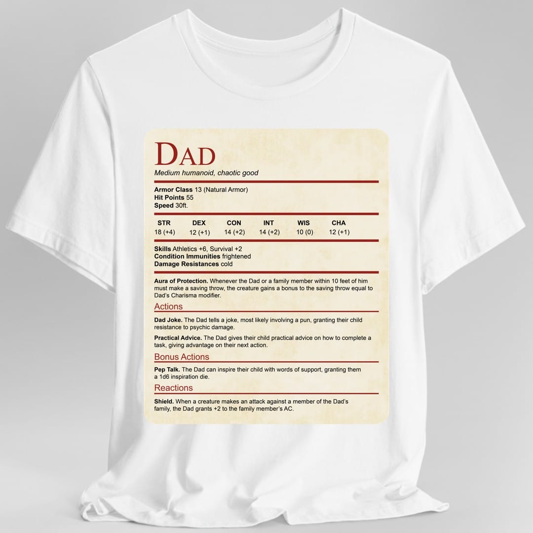 D&D Dad Shirt With Stat Block