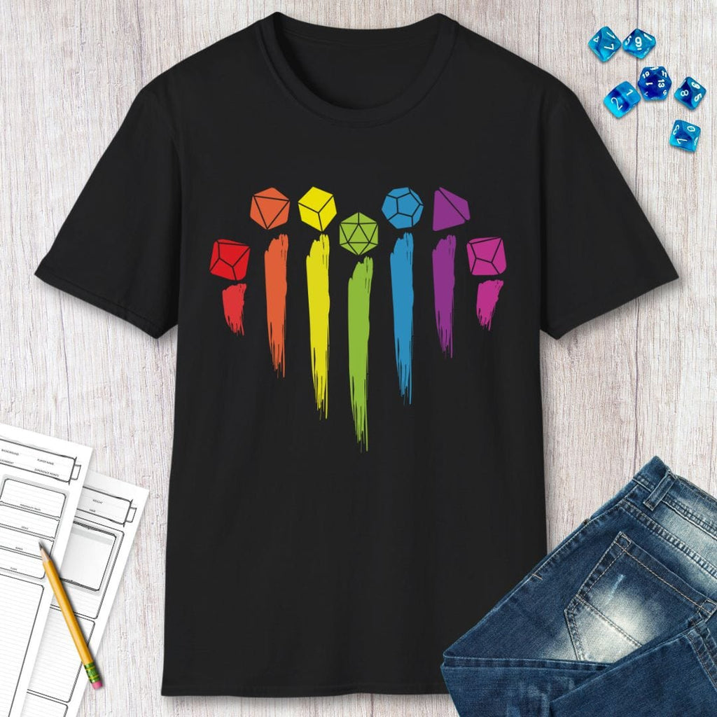D&D Pride Shirt with Dice Rainbow