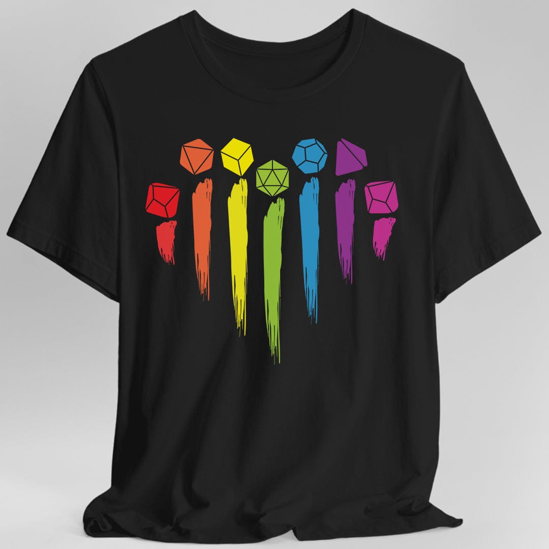 D&D Pride Shirt with Dice Rainbow