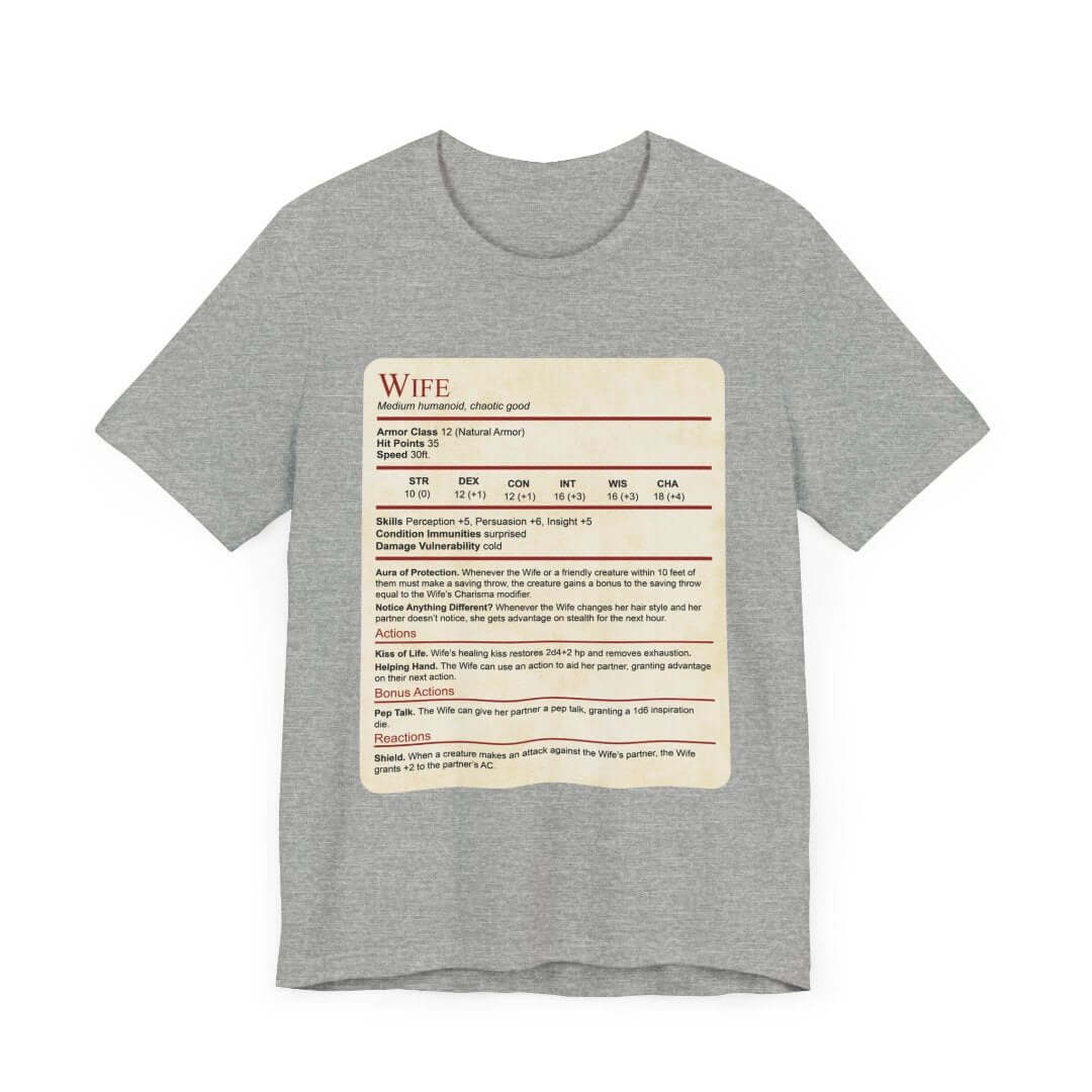 D&D Wife Stat Block T-Shirt