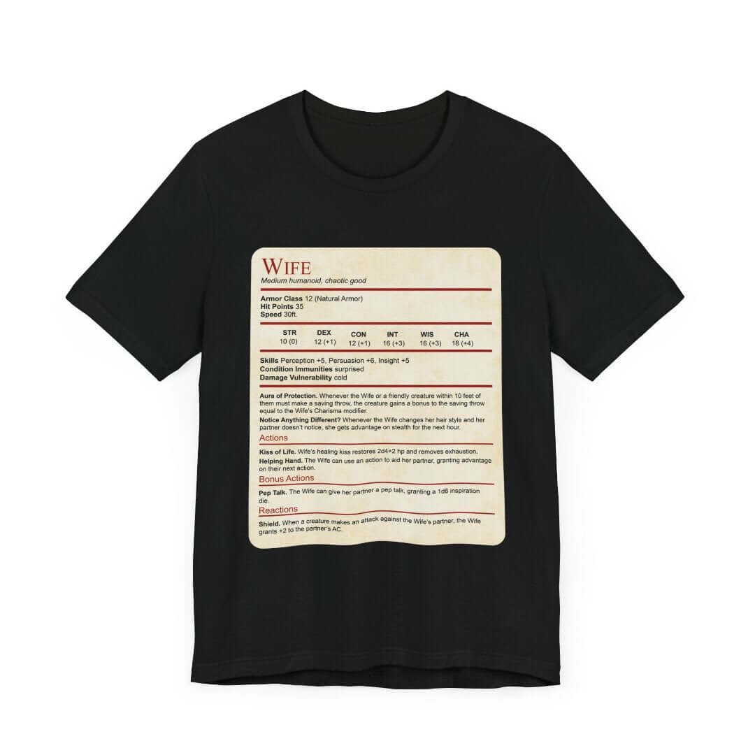 D&D Wife Stat Block T-Shirt