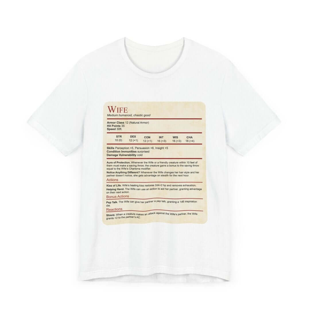 D&D Wife Stat Block T-Shirt