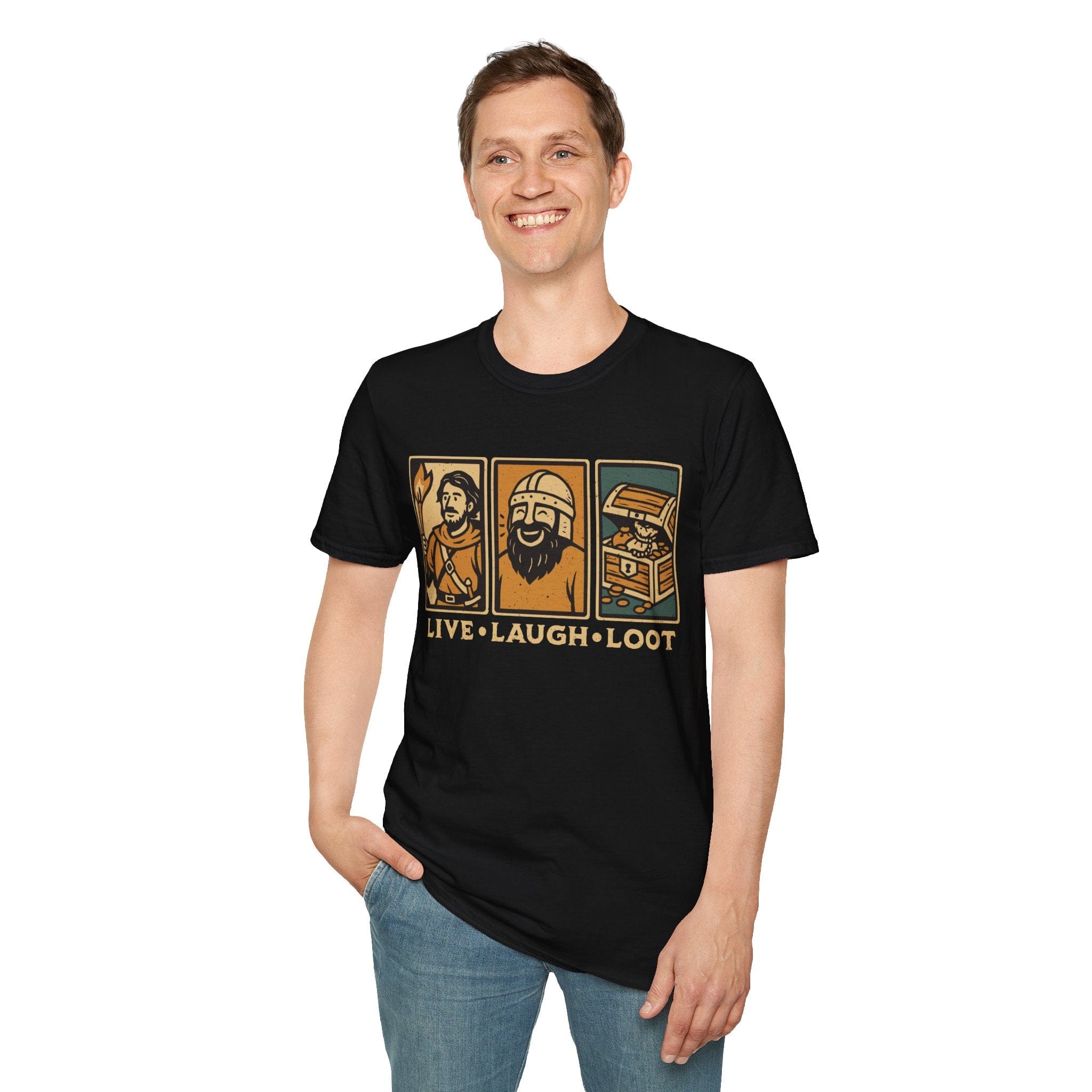 Live Laugh Loot T-shirt - Comic Panels