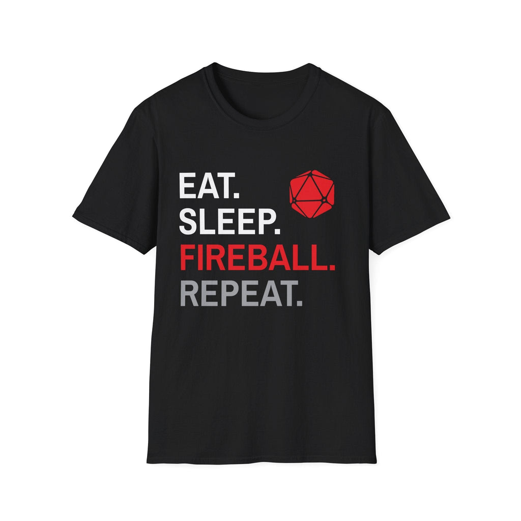 Wizard Class T-Shirt – 'Eat, Sleep, Fireball, Repeat'