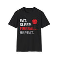 Wizard Class T-Shirt – 'Eat, Sleep, Fireball, Repeat'